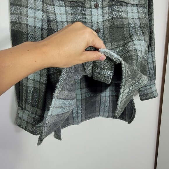 TanJay Women's Green Casual Plaid Flannel Collared Long Sleeve Button Shirt 12 - Picture 7 of 15